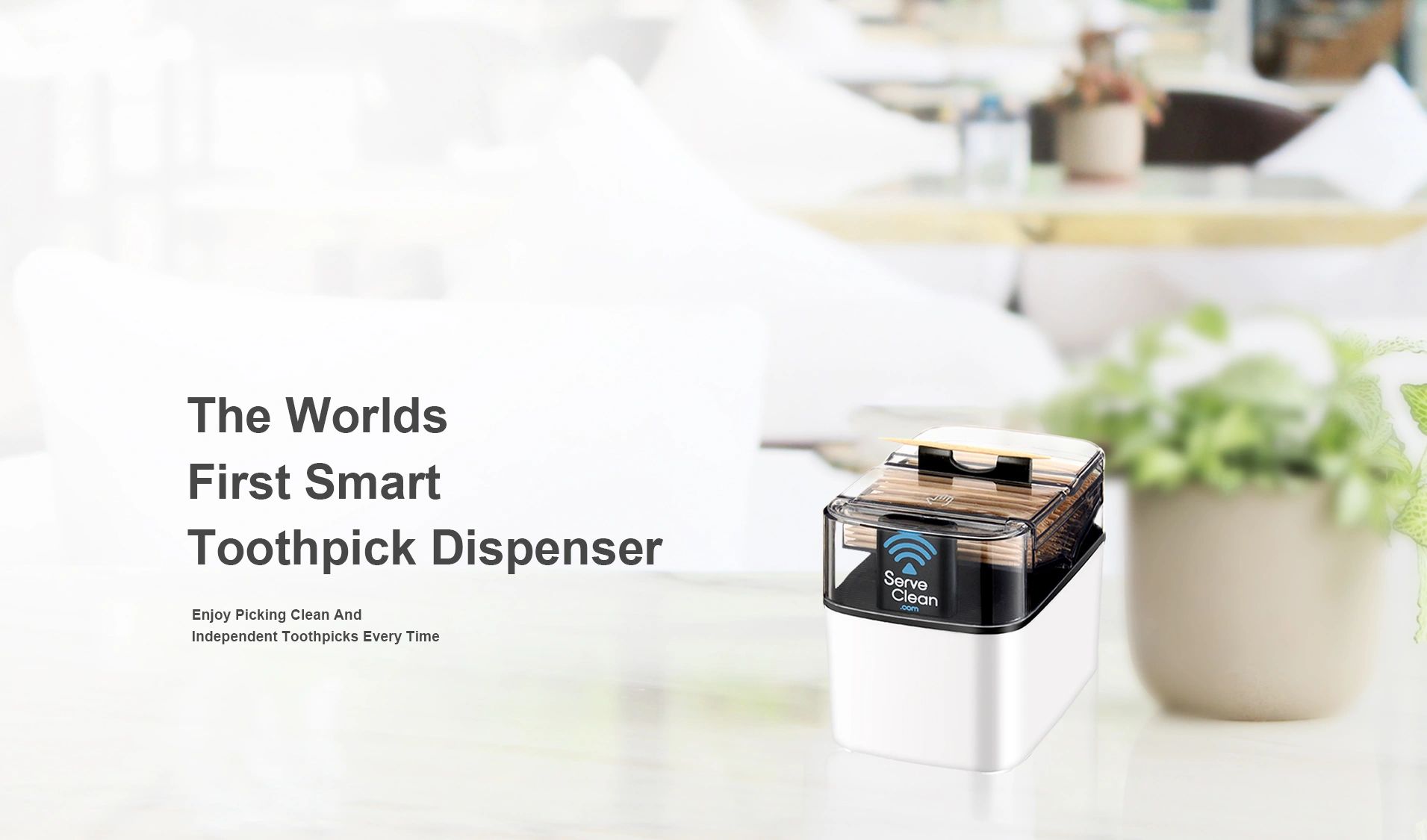 Serveclean Toothpick Dispenser, Made in USA, Wooden Toothpicks, Smart