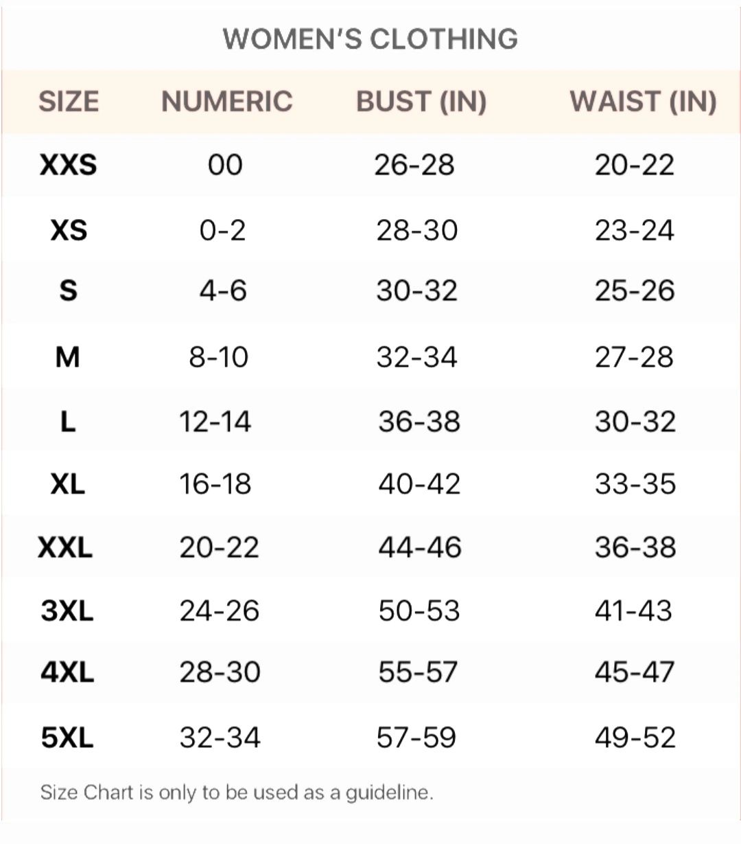 UNIQ BOUTIQUE - Sizes, Plus Sizes, Women's Clothing Chart, Fit Guide