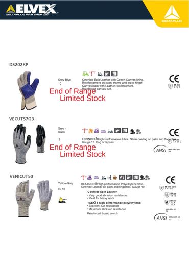 Protective gloves from Elvex with limited stock warning.