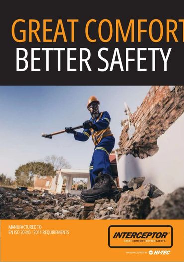 Construction worker in safety gear amidst rubble, promoting comfort and safety.
