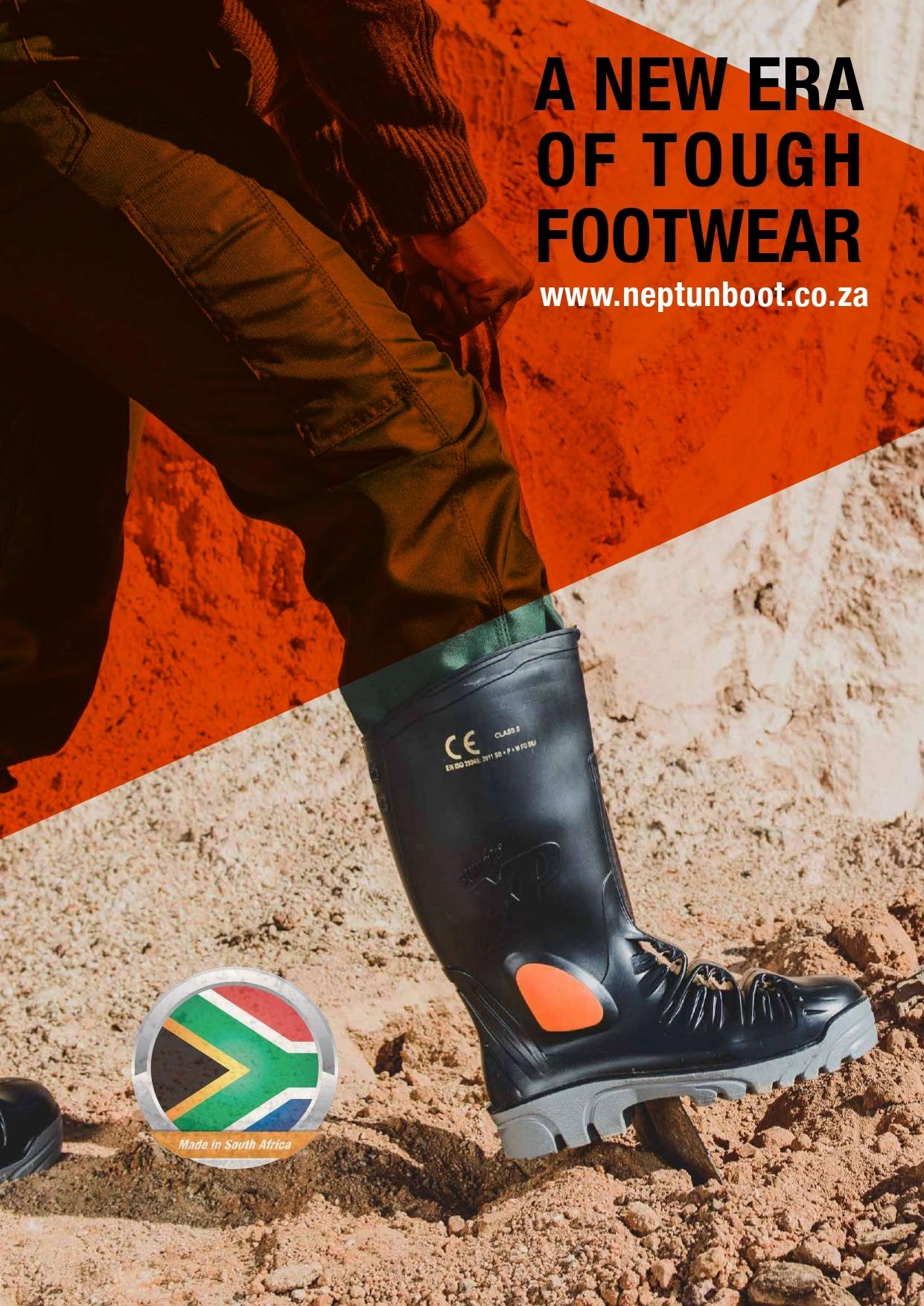 Black tough boots worn in rugged terrain, promoting durability.