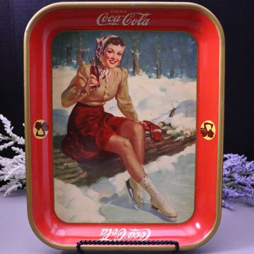 Collectible Coca-Cola Tray - 1941 Ice Skater Girl