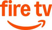 Amazon Fire TV logo in bright orange.