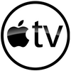 Apple TV logo in black and white.