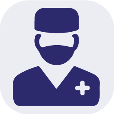 Icon of a medical professional with a cross symbol.