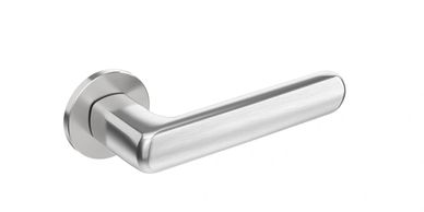 Modern silver door handle with rounded design, perfect for stylish interior doors and elegant spaces.