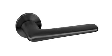 Modern black door handle with smooth design, perfect for stylish interior doors and elegant spaces.