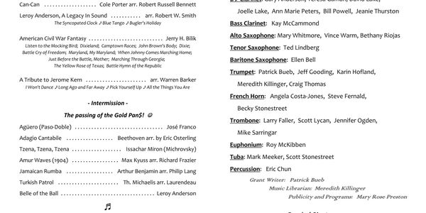 Concert program detailing musical pieces and performers.