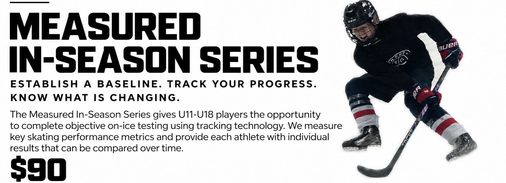 In-season hockey performance tracking for youth players.