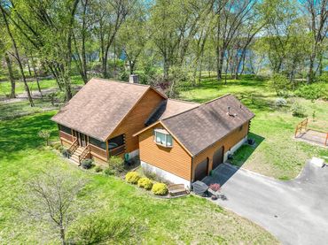 aerial photo of finished replacement roof in Wilbraham, Ma 