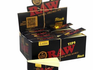 Box of RAW Classic Black natural unrefined tips.
