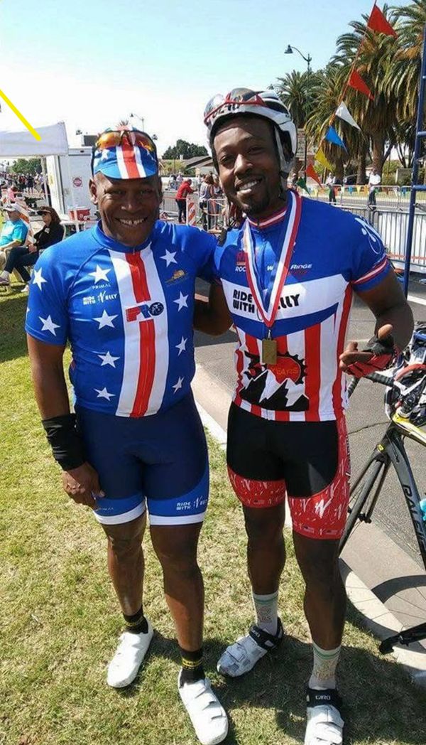 Team captain and sprinter Nathaniel Davis with the Legend himself, Mr. Nelson Vails.