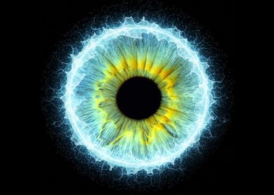 A glowing eye with blue electric-like aura.