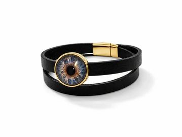 Black leather bracelet with an eye design.