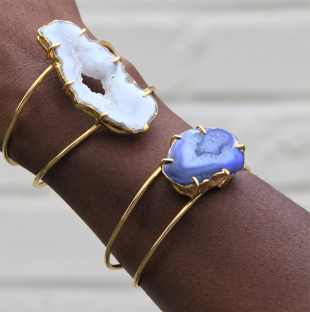 Cobalt Blue Gemstone 'Deep Love' Gold Cuff Bracelet
