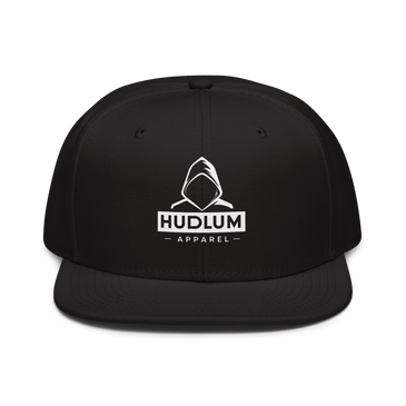 Hudlum Apparel White on Black no Background Snapback Hat hudlum.com