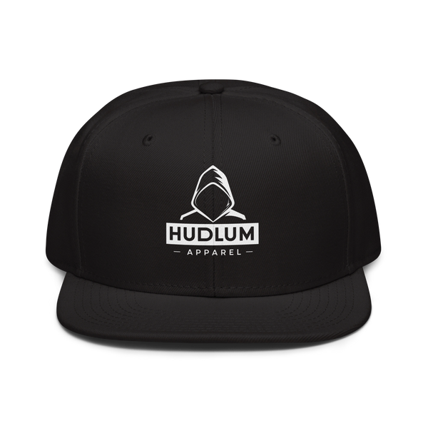 Hudlum Apparel White on Black no Background Snapback Hat hudlum.com