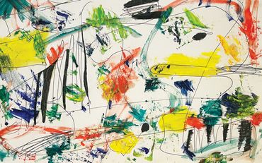 Lively Wisdom. 2026. Oil and ink on paper. 15 x 24 in.