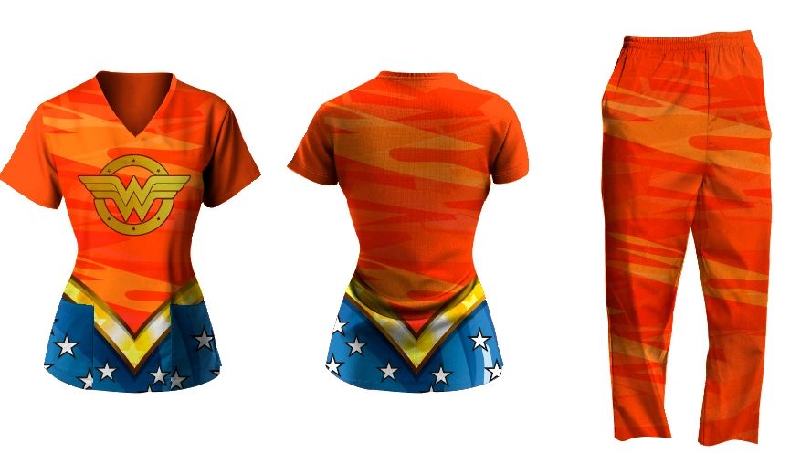 SCRUB SET WONDER WOMAN ORANGE