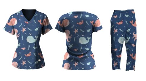 SCRUB SET WHALES AND OCTOPUS
