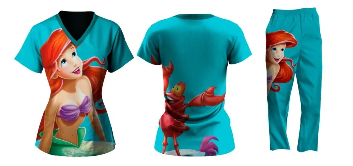 SCRUB SET TOP AND PANT THE LITTLE MERMAID- ARIEL