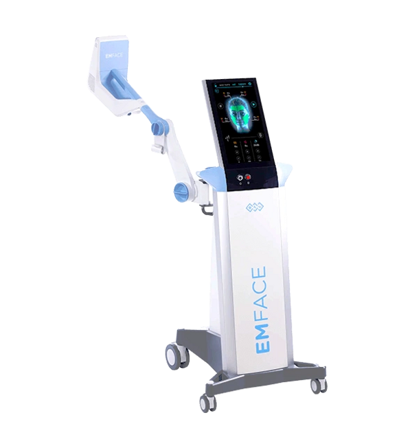 Emface machine used for non-invasive facial therapy to improve muscle tone and smooth skin texture.
