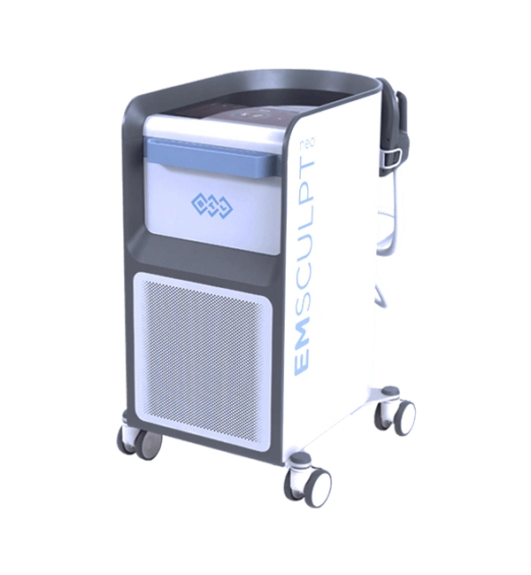 Emsculpt Neo machine is used for non-invasive body shaping to reduce fat and build muscle.