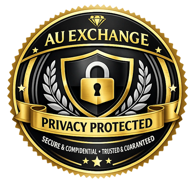 Gold and black seal with a lock symbol and privacy protection text.