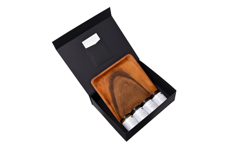 Kit de salsas dulces y tabla de madera