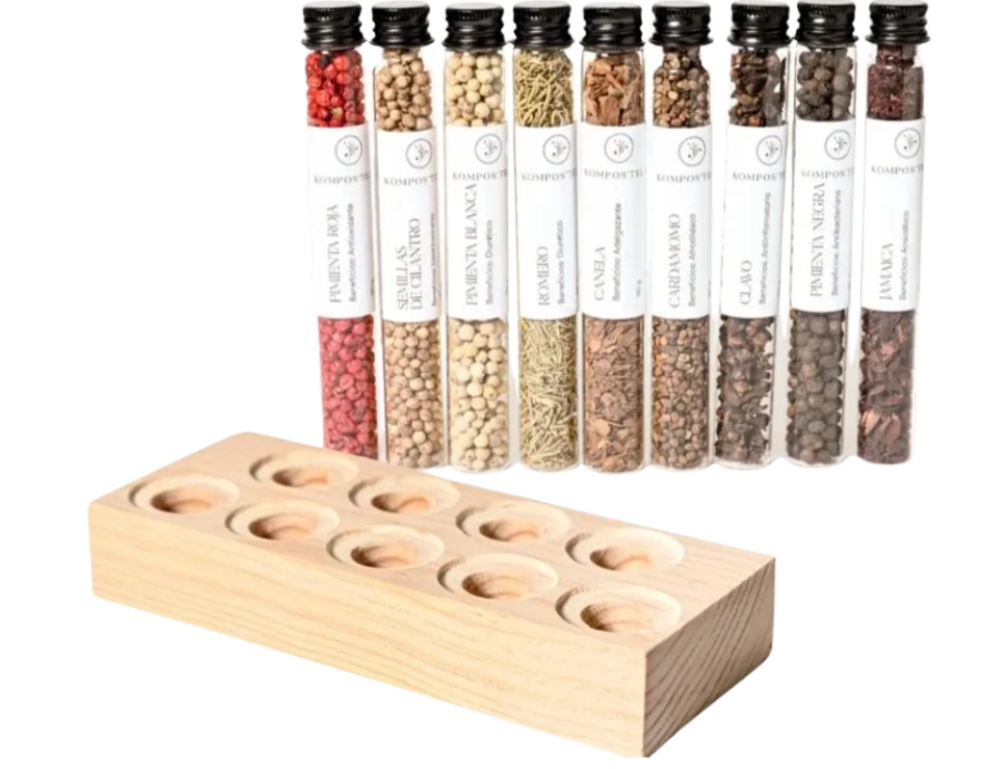 Especias para gin con base de madera