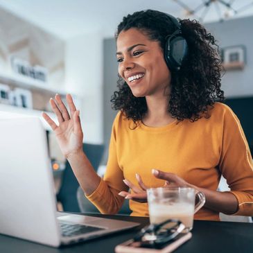 black woman using computer