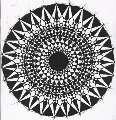 star, geometric art, ink drawing, 27 pointed star, ocular delight