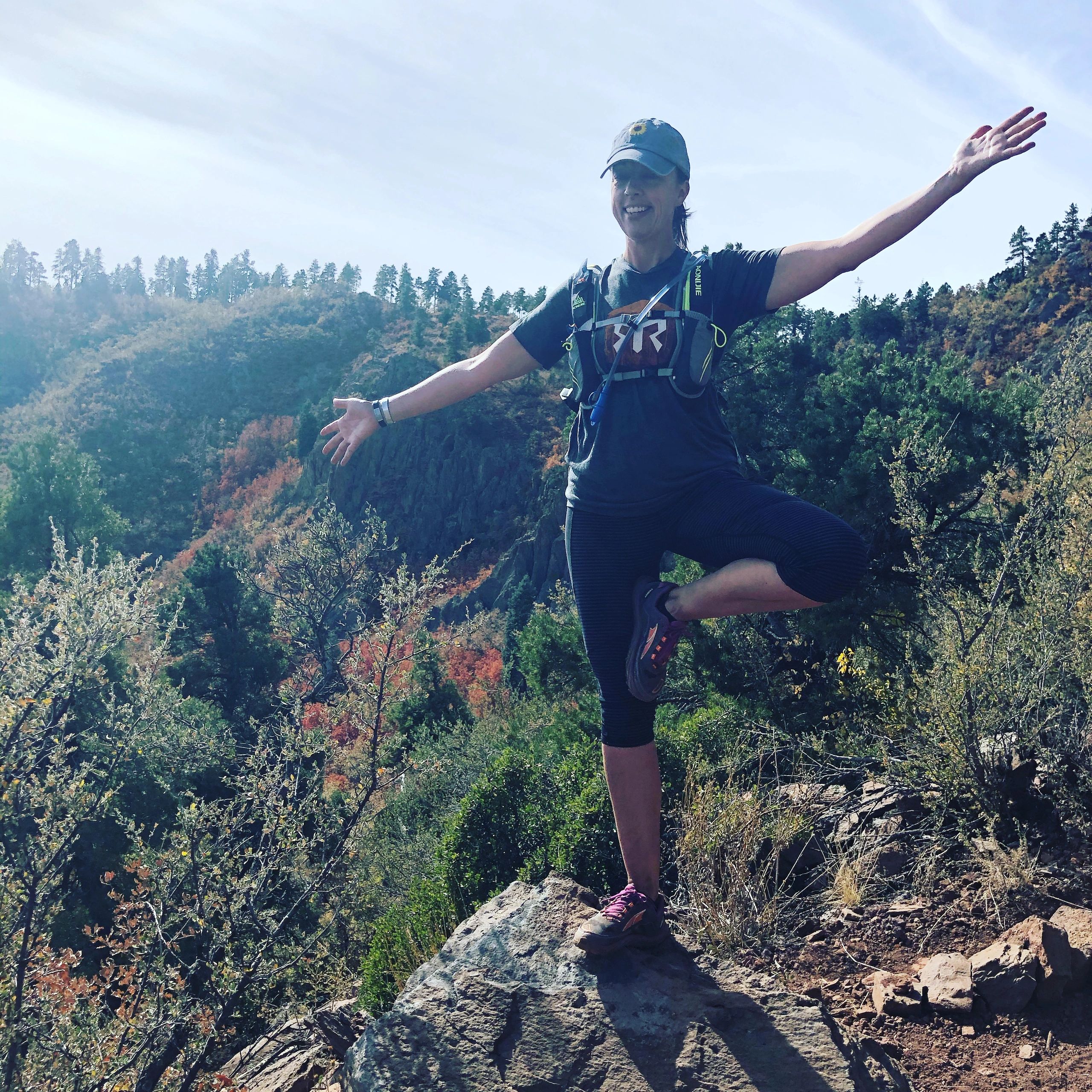 Tree pose amongst the trees on Mingus Mountain.