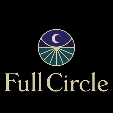 Logo with a crescent moon and sun rays above 'Full Circle' text.