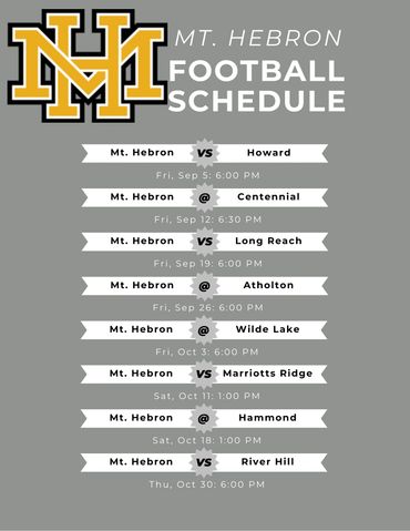 Mt. Hebron High School Football Schedule, Howard County