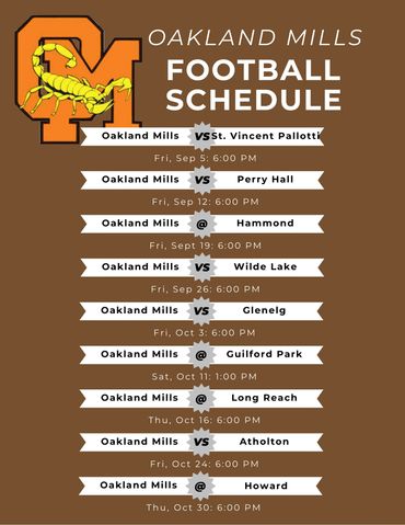 Oakland Mills High School Football Schedule, Howard County