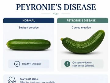 Comparison of a straight cucumber and a curved cucumber representing Peyronie's disease.