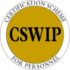 Logo of the Certification Scheme for Personnel (CSWIP) featuring a yellow circle with text.