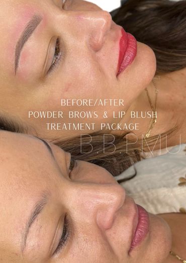 Before and after eyebrow tattoo and lip tattoo in Connecticut. Natural looking permanent makeup. 