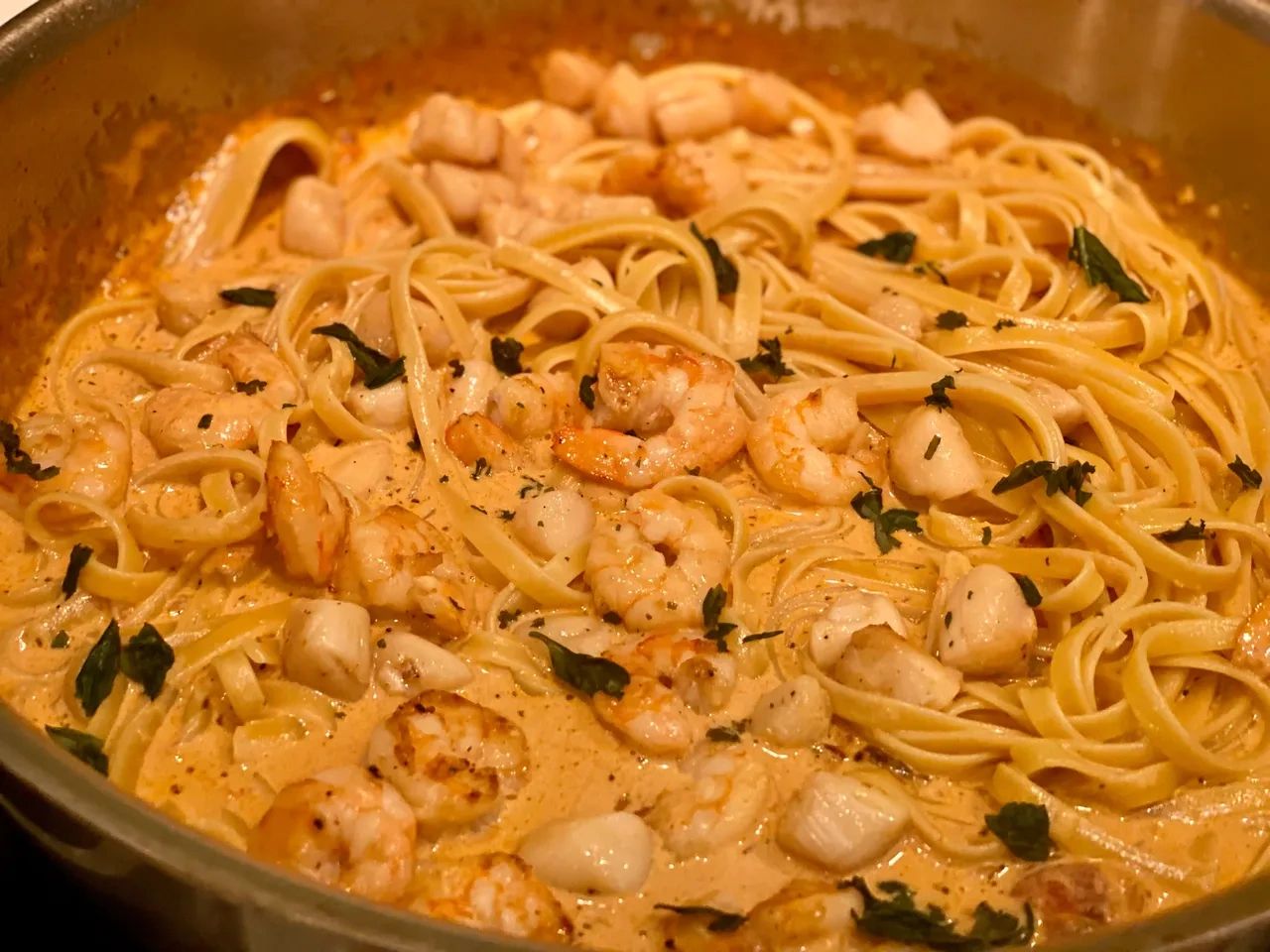 Creamy Tuscan Shrimp and Scallops