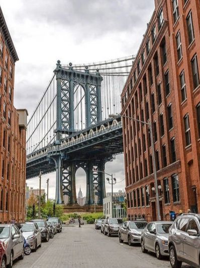 DUMBO Down under the Manhattan Bridge Overpass iconic picture of DUMBO