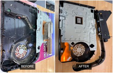 Before and after service and liquid metal replacement at Tech geek fetlham
