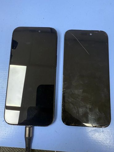 iPhone 15 pro Screen before and after repair at Tech Geek Feltham
