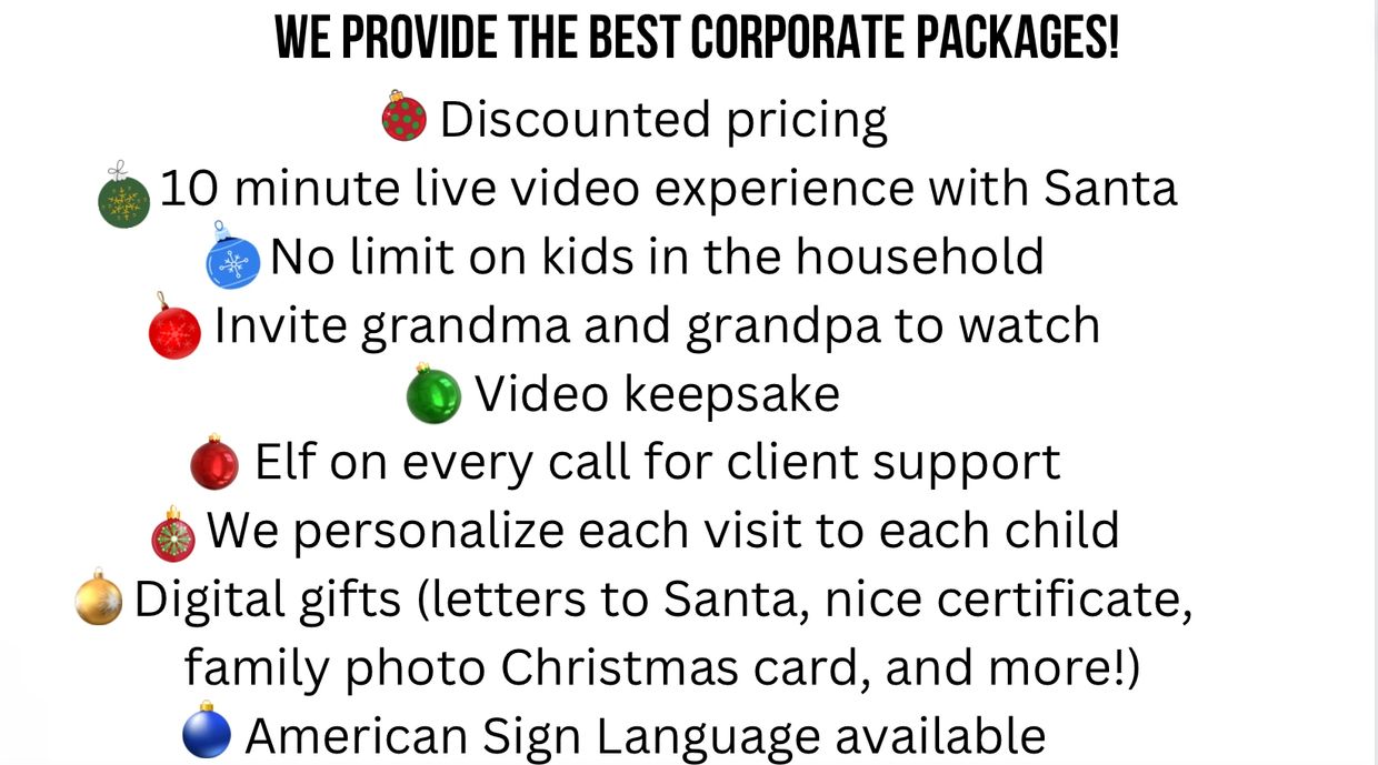 The best Corporate Santa Services Available at Santa Zoom Visit
