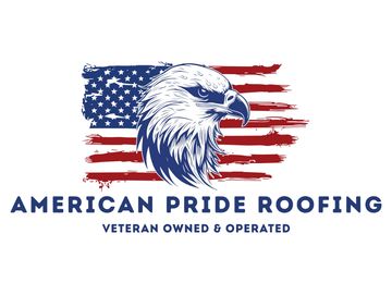 Logo with an eagle and American flag for American Pride Roofing.