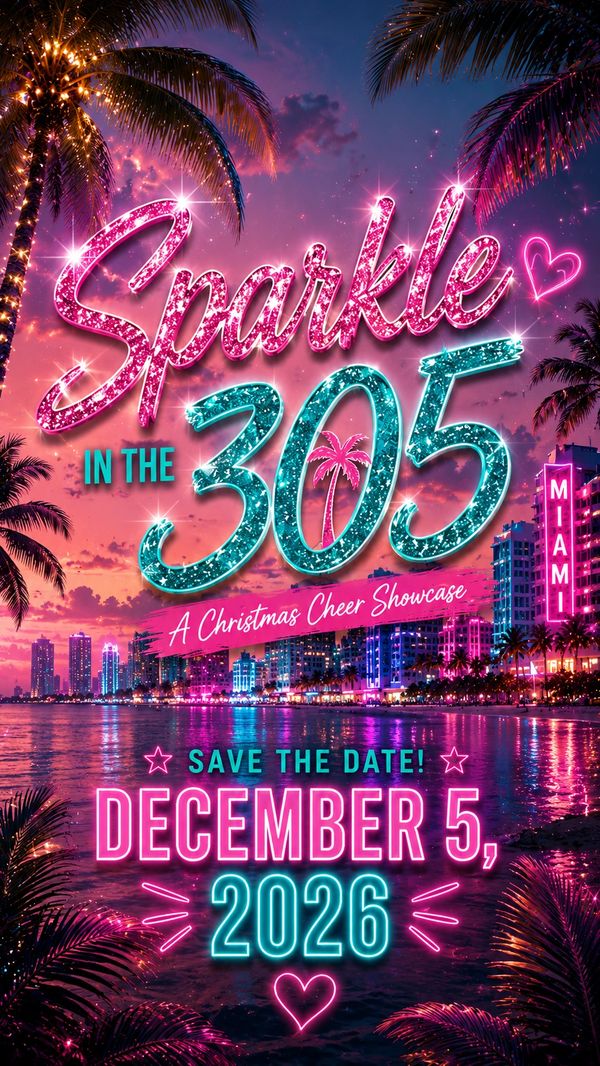 Colorful neon poster for Sparkle in the 305 Christmas cheer showcase.