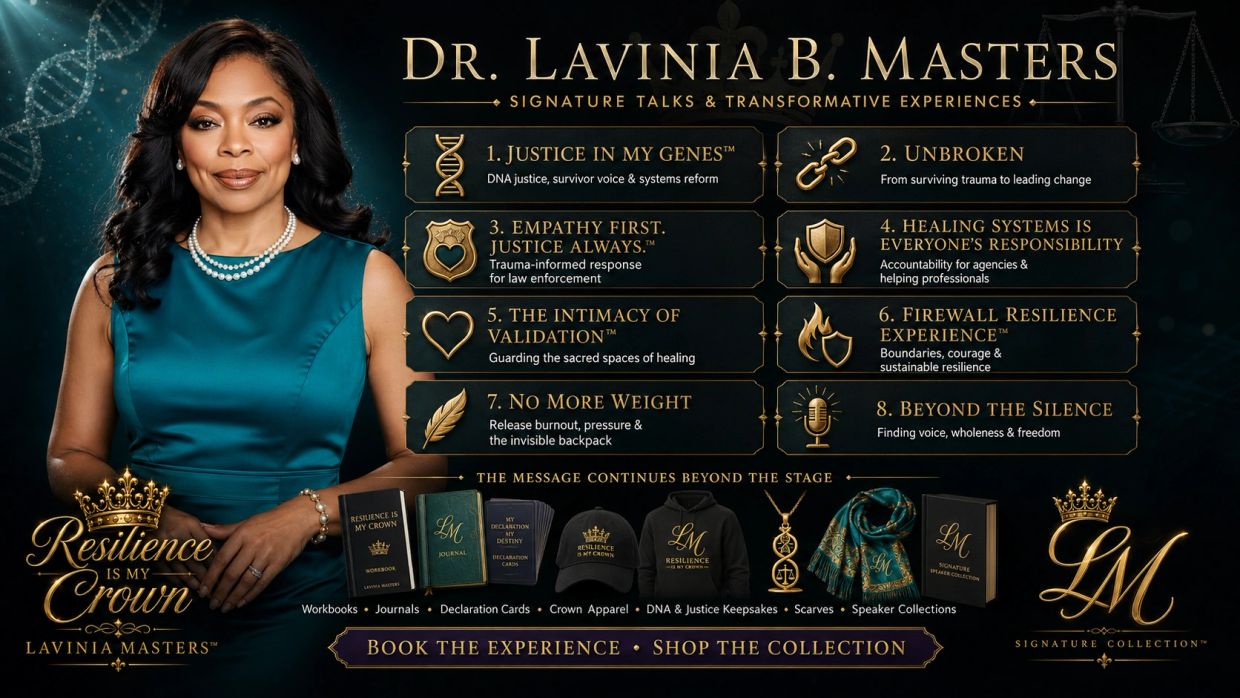 Dr. Lavinia B. Masters presents transformative talks and experiences on justice, healing, and resilience.