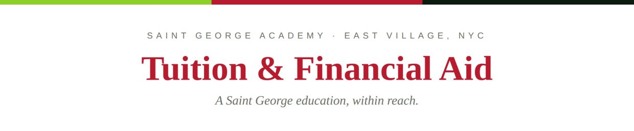 Saint George Academy Tuition and Financial Aid header.