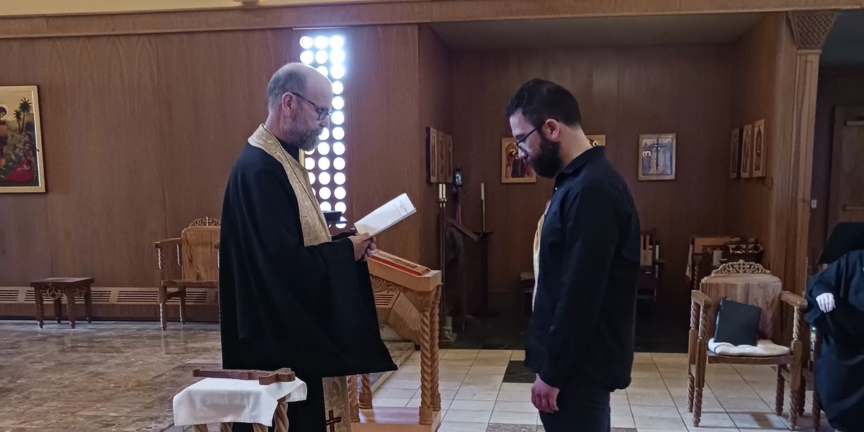 Brother Christopher with Brother Vladimir in Holy Wisdom Church
