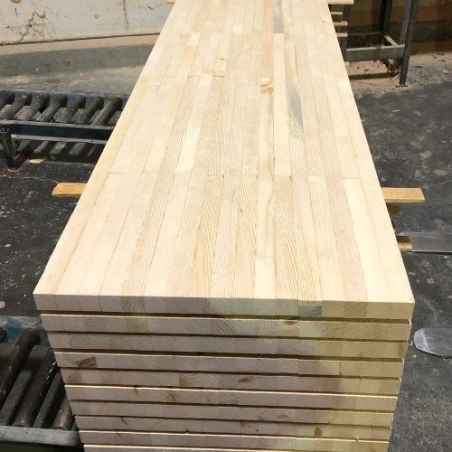 Stack of stave lumber core door 